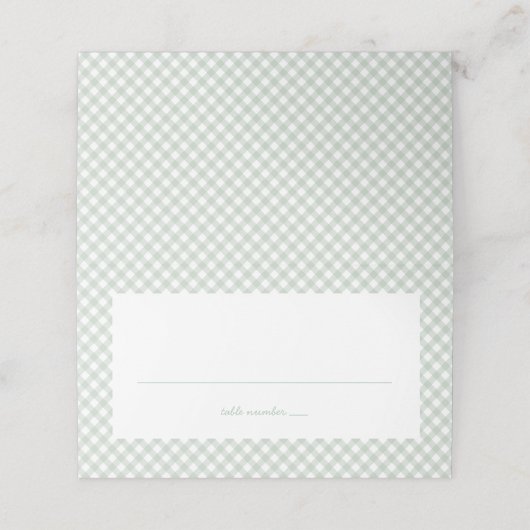 Carte De Placement En vichy vert mignon baby shower garçon simple (Extérieur déplié)
