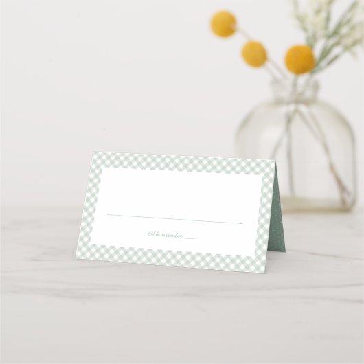 Carte De Placement En vichy vert mignon baby shower garçon simple (Devant)