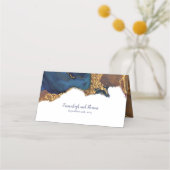 Carte De Placement Enchanter l'or bleu Abstrait (Dos)