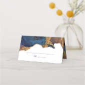 Carte De Placement Enchanter l'or bleu Abstrait (Devant)