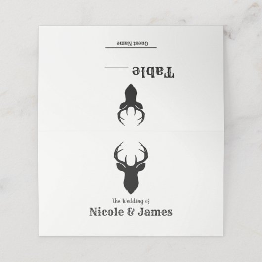 Carte De Placement Endroit de table Mariage rustique (Extérieur déplié)