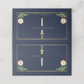 Carte De Placement Épée de mariage florale blanche royale bleu or (Extérieur déplié)
