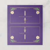 Carte De Placement Épée Fleurie Mariage Royale Blanche Violet Or (Extérieur déplié)