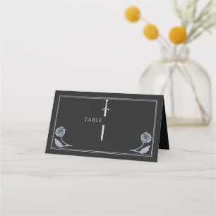 Carte De Placement Épée médiévale royale noire argentée de mariage