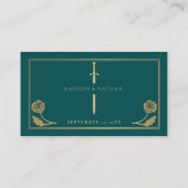 Carte De Placement Épée Royale Médiévale de Mariage Sarcelle Or (Dos)