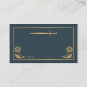 Carte De Placement Épée Royale Médiévale Grise Dorée Mariage (Devant)
