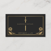 Carte De Placement Épée Royale Médiévale Noire Dorée Mariage (Dos)