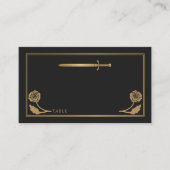 Carte De Placement Épée Royale Médiévale Noire Dorée Mariage (Devant)
