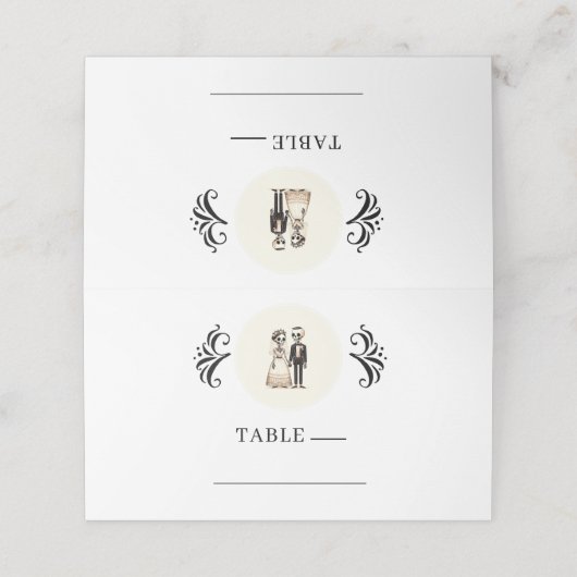 Carte De Placement Épouse de squelette de dessin + Mariage géant (Extérieur déplié)