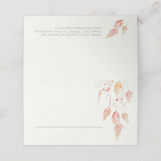 Carte De Placement Esquisse d'automne gazon et baies mariage d'automn (Extérieur déplié)