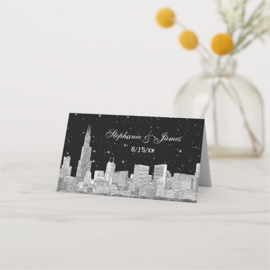 Carte De Placement Etch Chicago Starry Skyline do-it-yourself BG Esco (Devant)
