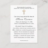 Carte De Placement Été Floral espagnol prière funéraire (Dos)