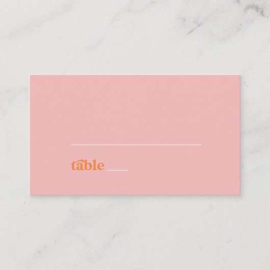 Carte De Placement Été rétro | Mariage plat rose et orange (Devant)