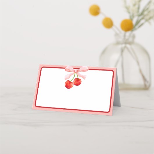 Carte De Placement Étiquette alimentaire Coquette Cherry Blank ou (Devant)
