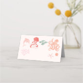 Carte De Placement Étiquette alimentaire Pink Ocean Party (Devant)