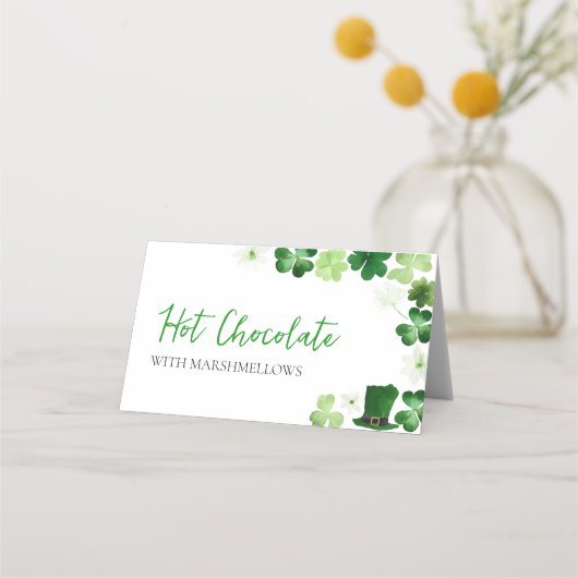 Carte De Placement étiquette de buffet vert pour la Saint-Patrick (Devant)
