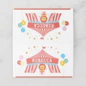 Carte De Placement Étiquette de la fête du cirque, carnaval (Extérieur déplié)
