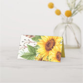 Carte De Placement Étiquette de nourriture Tournesols rustiques Bohèm (Dos)