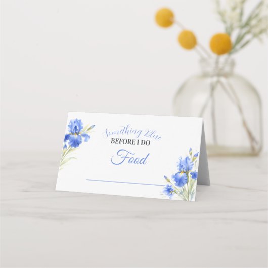 Carte De Placement Étiquette de table de mariage Something Blue en fo (Devant)