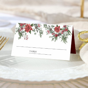 Carte De Placement Étoile de Noël florale rustique au pin et au poins