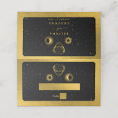 Carte De Placement Étoiles célestes Crescent Lune Mariage d'or noir (Extérieur déplié)