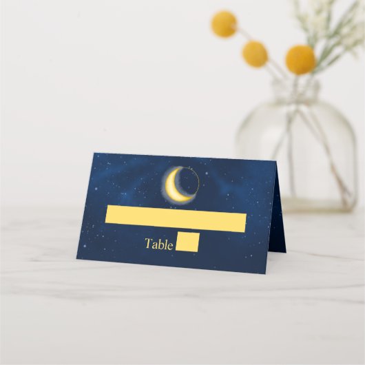 Carte De Placement Etoiles d'or céleste minuit Bleu Lieu romantique (Devant)