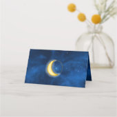 Carte De Placement Étoiles d'or céleste Minuit Bleu Romantique (Dos)