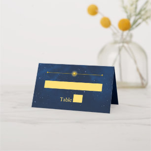 Carte De Placement Étoiles d'or céleste Minuit Bleu Romantique