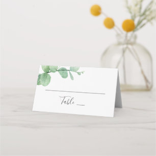 Carte De Placement Eucalyptus aquarelle. Élégante verdure de mariage