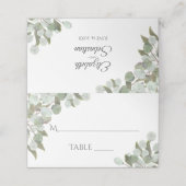 Carte De Placement Eucalyptus aquarelle et Mariage écriteau vert (Extérieur déplié)