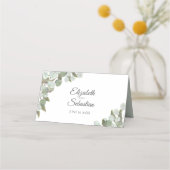 Carte De Placement Eucalyptus aquarelle et Mariage écriteau vert (Dos)