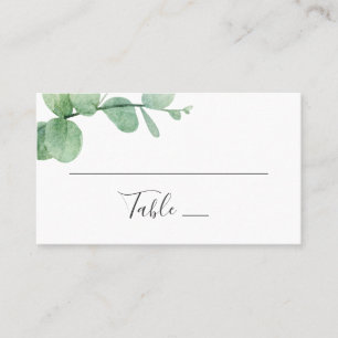 Carte De Placement Eucalyptus aquarelle. Mariage élégant de verdure