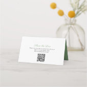Carte De Placement Eucalyptus art vert mariage médias sociaux code QR (Dos)