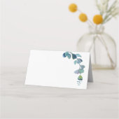 Carte De Placement Eucalyptus Blanc Pour Mariage Écrit À La Main (Dos)