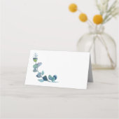 Carte De Placement Eucalyptus Blanc Pour Mariage Écrit À La Main (Devant)