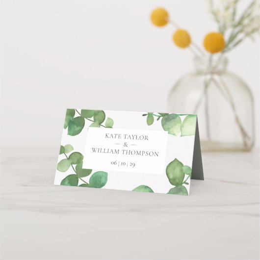 Carte De Placement Eucalyptus Boho Mariage floral (Dos)