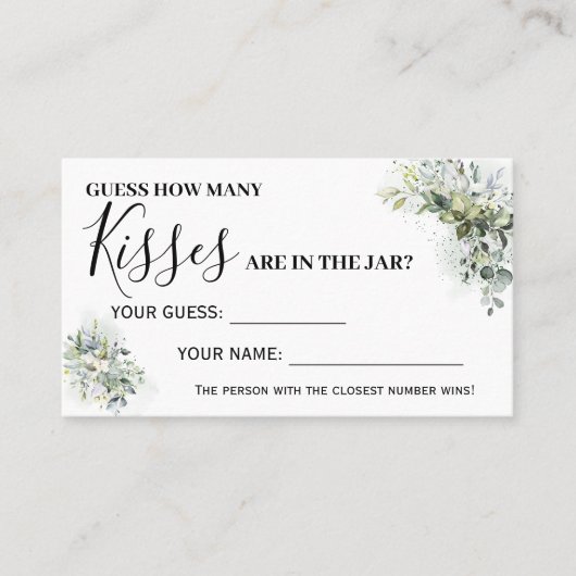 Carte De Placement Eucalyptus Combien de baisers Fête des mariées Car (Devant)