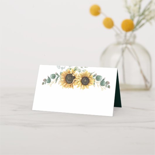 Carte De Placement Eucalyptus et Mariage floral de tournesol (Devant)