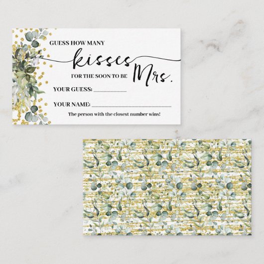 Carte De Placement Eucalyptus Gold Combien de baisers pour Mme Game C (Devant / Derrière)