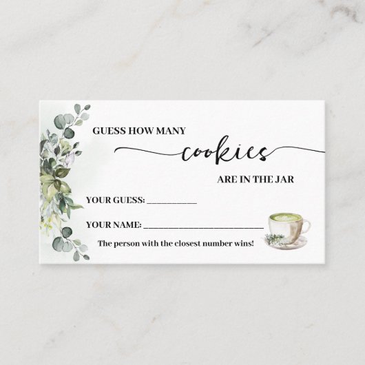 Carte De Placement Eucalyptus Matcha How many Cookies Game Card (Devant)