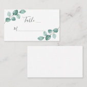 Carte De Placement Eucalyptus moderne Aquarelle Mariage de script noi (Devant / Derrière)