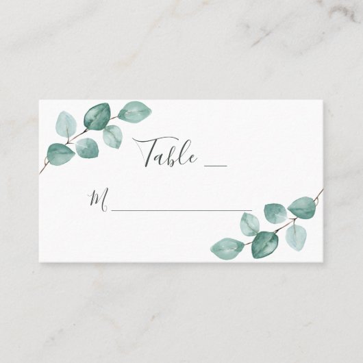 Carte De Placement Eucalyptus moderne Aquarelle Mariage de script noi (Devant)