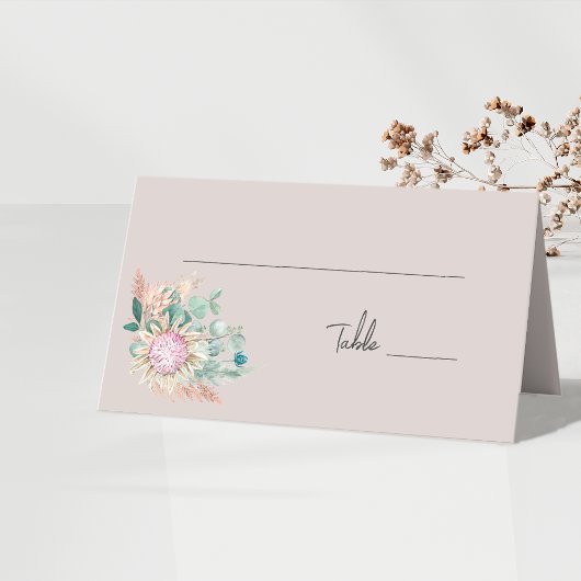 Carte De Placement Eucalyptus Protea Pampas Wedding Table Number