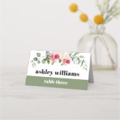 Carte De Placement Eucalyptus rose rose rose fleurs blanches mariage (Devant)