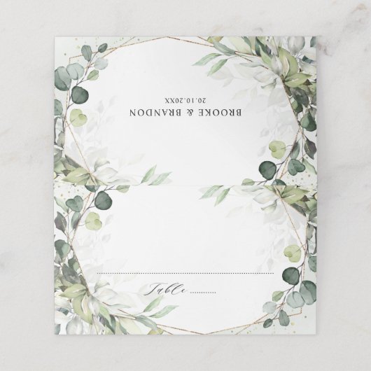 Carte De Placement Eucalyptus Sage Verdure Mariage géométrique modern (Extérieur déplié)