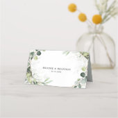 Carte De Placement Eucalyptus Sage Verdure Mariage géométrique modern (Dos)