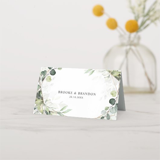 Carte De Placement Eucalyptus Sage Verdure Mariage géométrique modern (Dos)