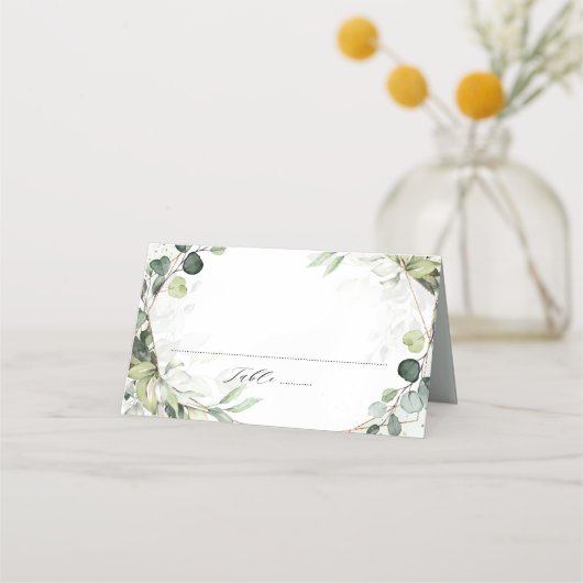 Carte De Placement Eucalyptus Sage Verdure Mariage géométrique modern (Devant)