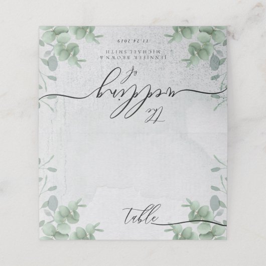 Carte De Placement Eucalyptus Simple Plaque propre Table Script (Extérieur déplié)