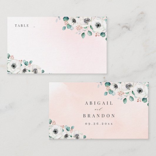 Carte De Placement Eucalyptus Verdure anémonique floral rustique mari (Devant / Derrière)